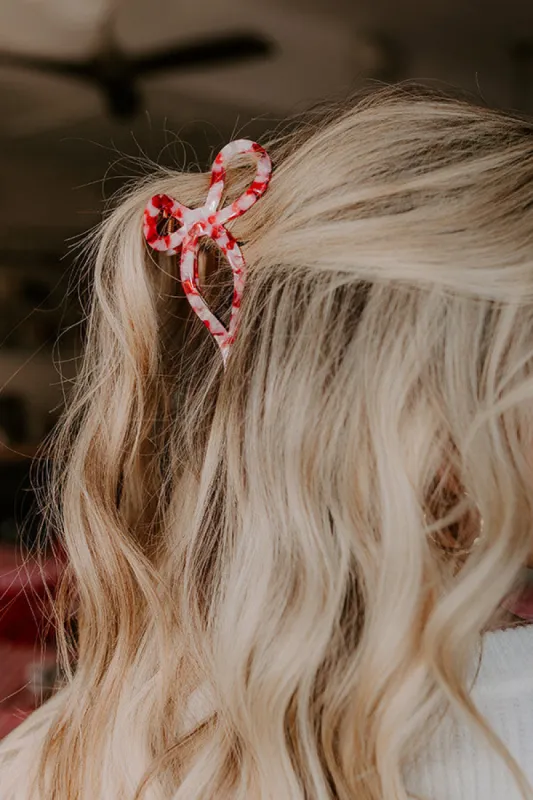 Coquette Cutie Bow Hair Claw Clip in Red Marble sold by Impressions