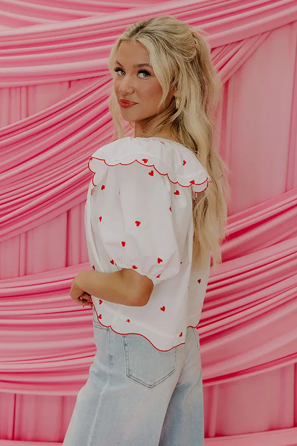 Candy Hearts Embroidered Top in White sold by Impressions product image thumbnail 4