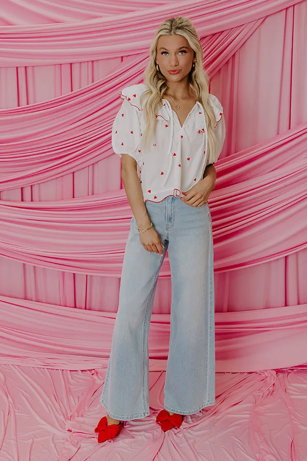 Candy Hearts Embroidered Top in White sold by Impressions product image thumbnail 2