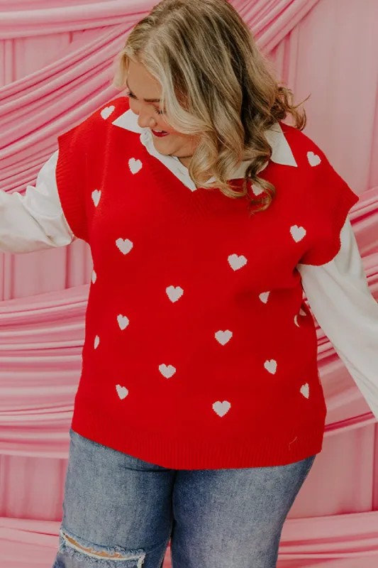 Hugs And Kisses Vest Top in Red Curves sold by Impressions