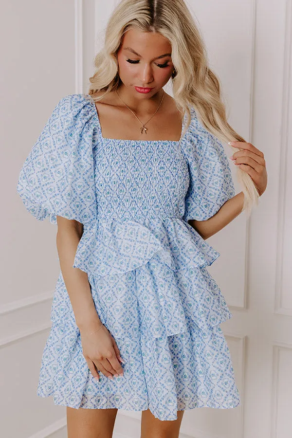 Affectionate Allure Tiered Mini Dress in Sky Blue sold by Impressions