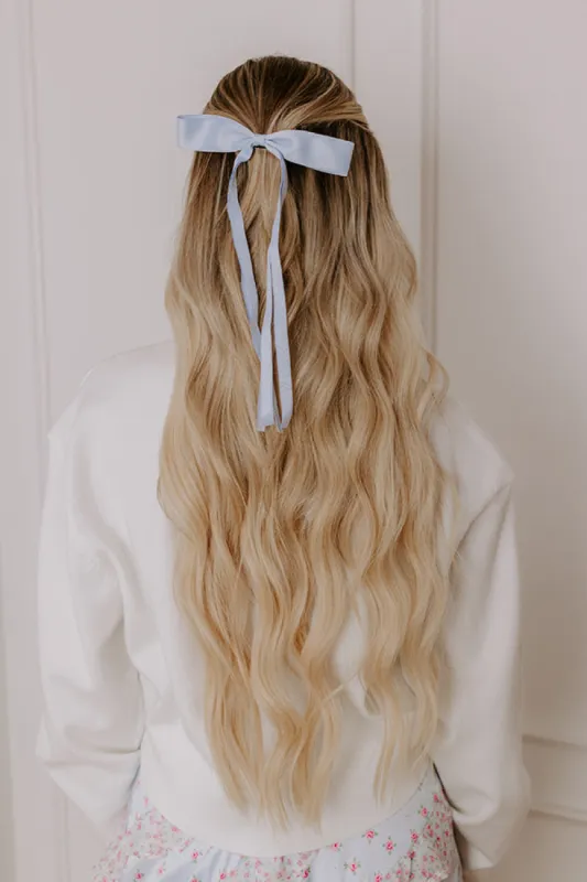 Darling Smile Bow Hair Clip in Sky Blue sold by Impressions