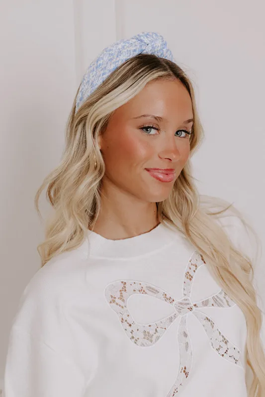 Cue The Chic Tweed Headband in Sky Blue sold by Impressions