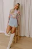 Paris Dreaming Floral Mesh Top in Sky Blue sold by Impressions