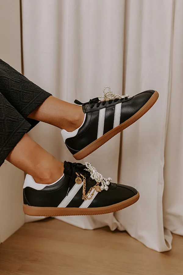 The Kimber Faux Leather Charm Sneakers in Black sold by Impressions