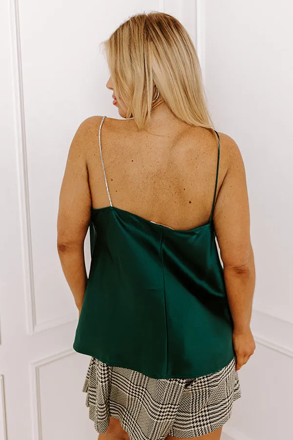 Stay Sophisticated Satin Top In Hunter Green Curves sold by Impressions product image thumbnail 3
