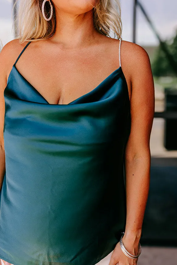 Stay Sophisticated Satin Top In Hunter Green Curves sold by Impressions product image thumbnail 5