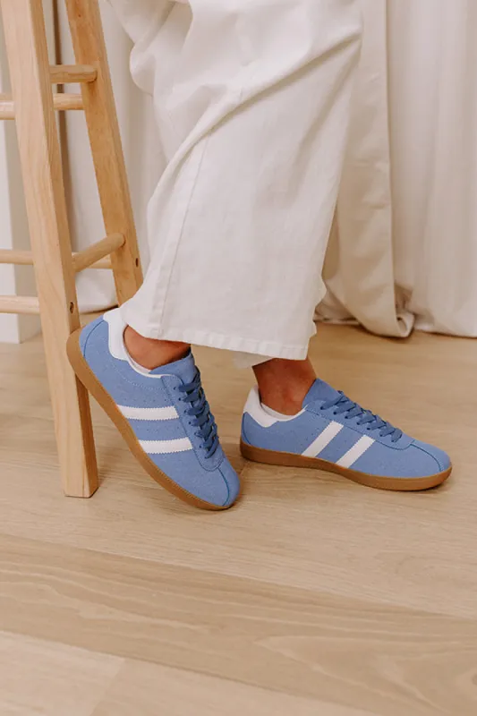 The Sutton Faux Suede Sneaker in Airy Blue sold by Impressions