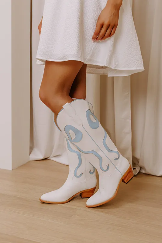 The Dolly Faux Leather Cowboy Boot in Sky Blue sold by Impressions