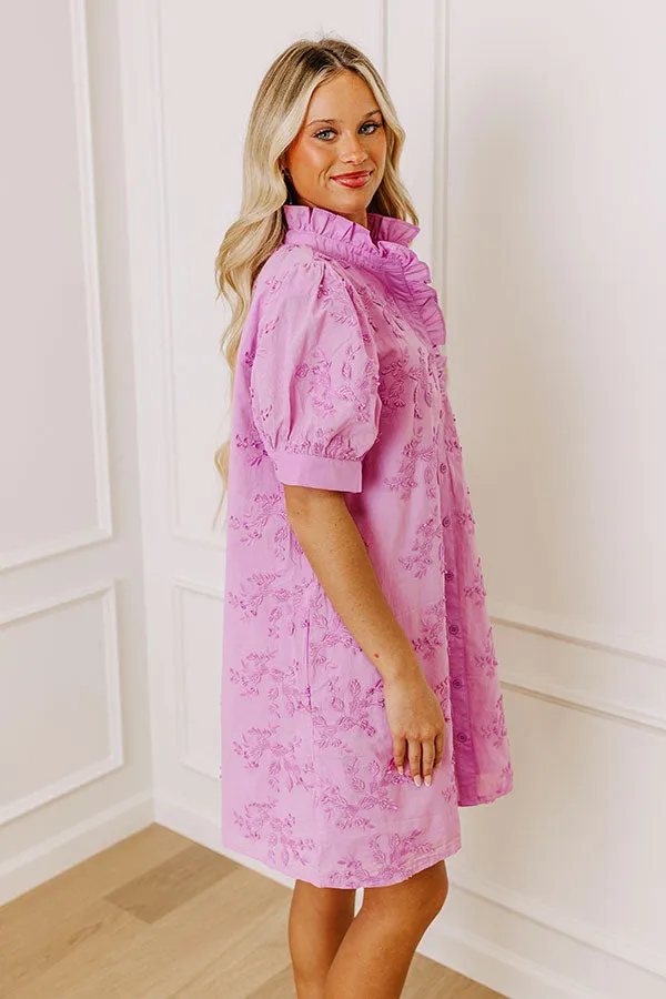 Sunday Brunch Embroidered Mini Dress in Lavender sold by Impressions product image thumbnail 4