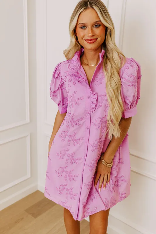 Sunday Brunch Embroidered Mini Dress in Lavender sold by Impressions