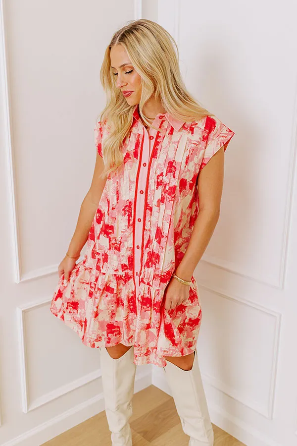 Artistic Flow Button Down Mini Dress in Scarlet sold by Impressions product image thumbnail 4
