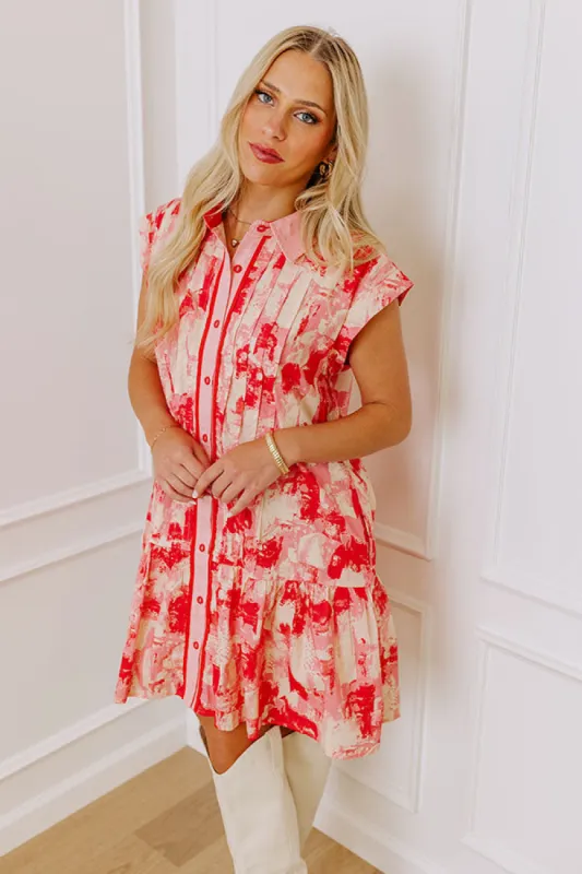 Artistic Flow Button Down Mini Dress in Scarlet sold by Impressions