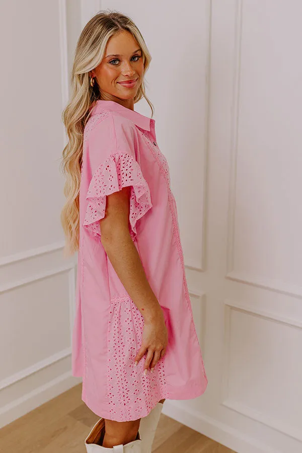 Brunch Ready Eyelet Mini Dress in Pink sold by Impressions product image thumbnail 4