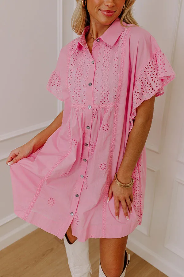 Brunch Ready Eyelet Mini Dress in Pink sold by Impressions product image thumbnail 3