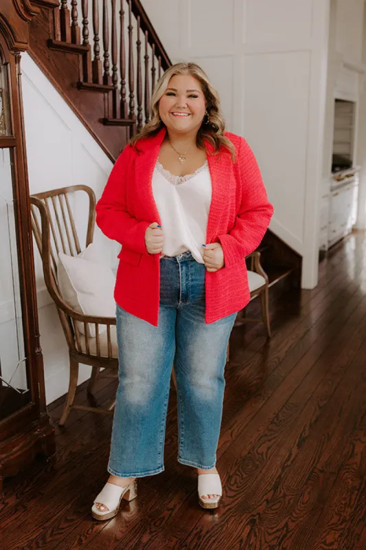 Boho Chic Crochet Blazer in Raspberry Curves sold by Impressions