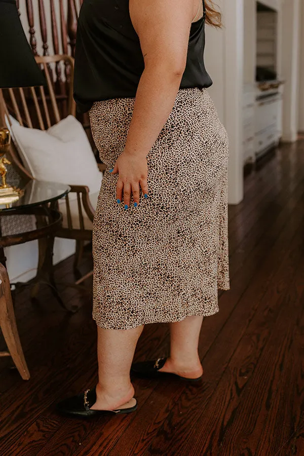 The Caitlyn High Waist Leopard Midi Skirt in Brown Curves sold by Impressions product image thumbnail 4