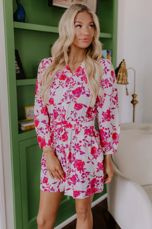 Sweet Surprise Floral Romper in Hot Pink sold by Impressions