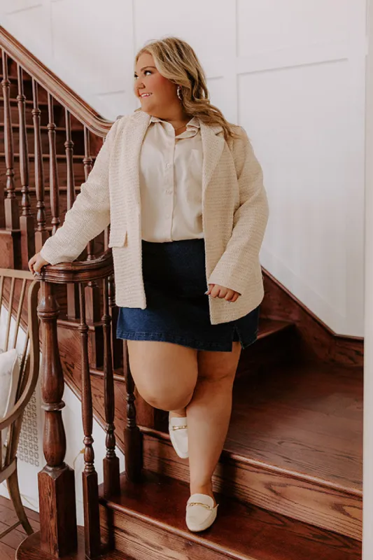 Boho Chic Crochet Blazer in Oatmeal Curves sold by Impressions
