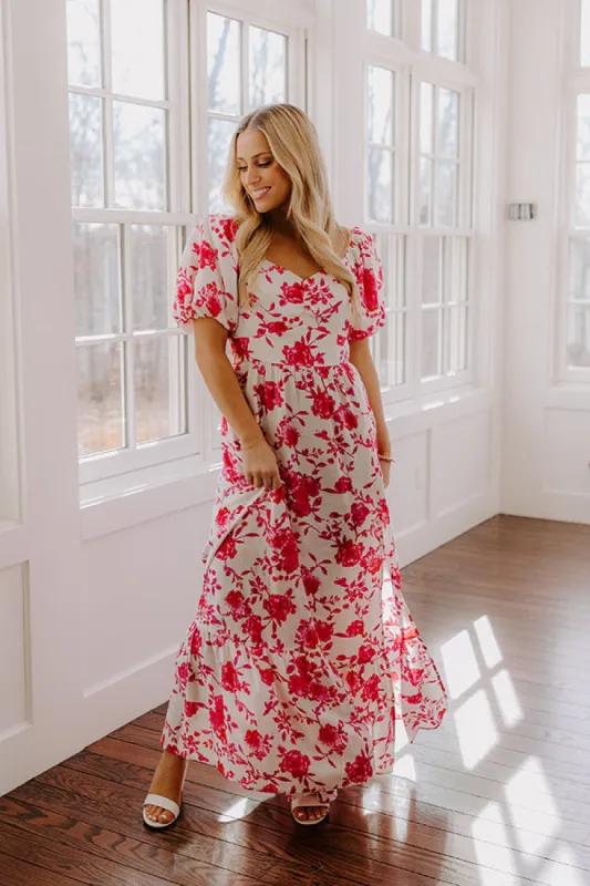 Sweet Surprise Floral Maxi Dress in Hot Pink sold by Impressions