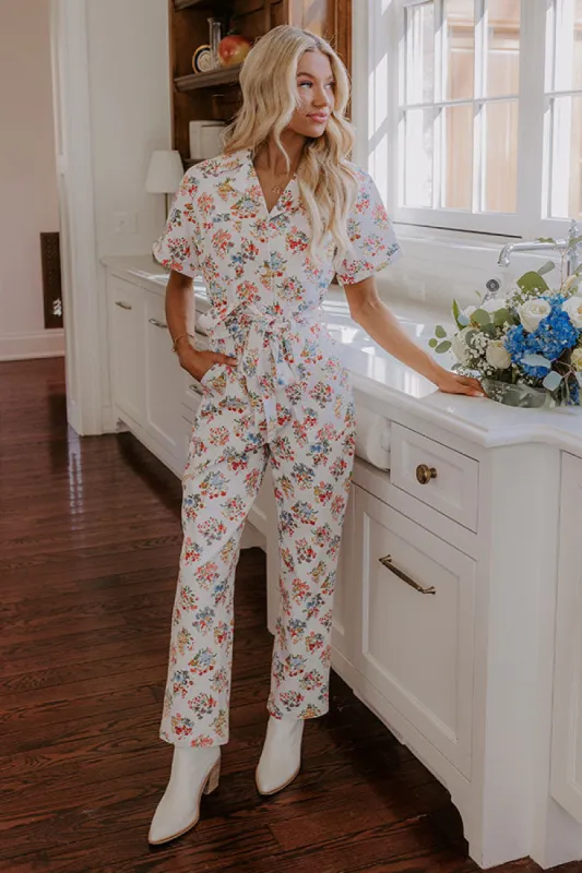 Strolling Through Catalina Floral Denim Jumpsuit sold by Impressions