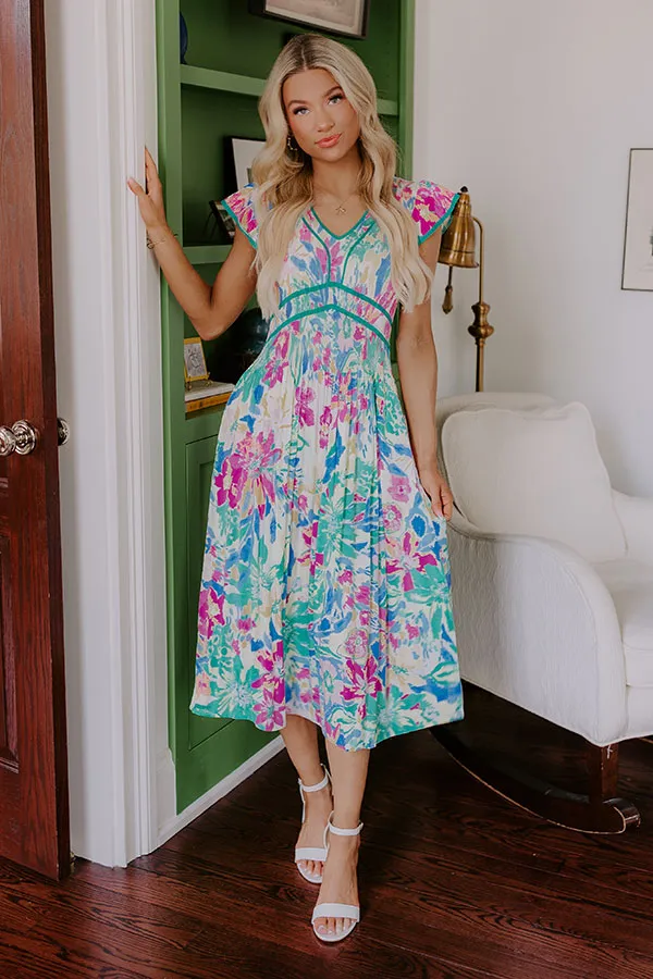 Blooming Beauty Pleated Midi Dress sold by Impressions