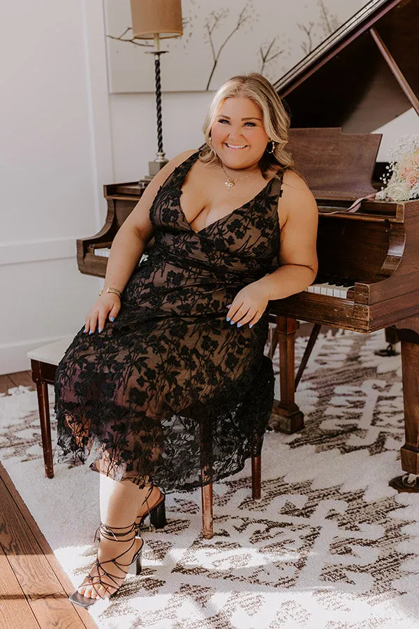 Romantic Moment Embroidered Midi Dress in Black Curves sold by Impressions product image thumbnail 5