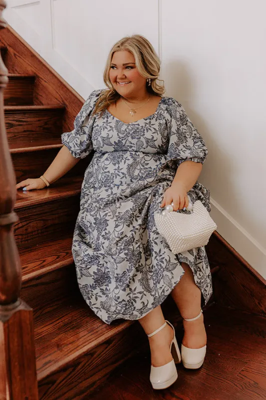 Wisteria Wonder Floral Jacquard Midi Dress Curves sold by Impressions