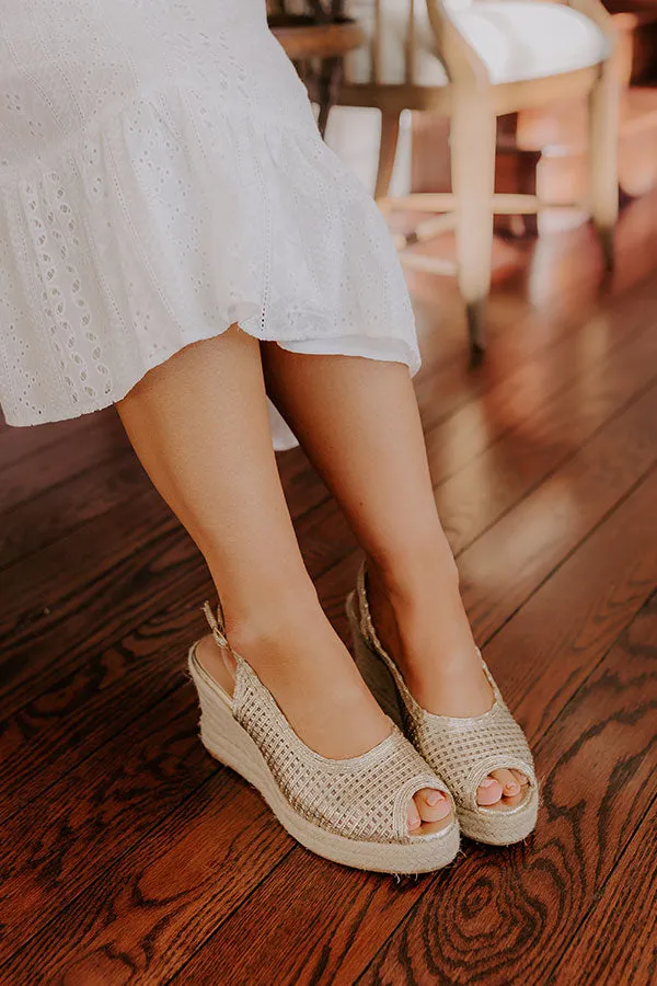 The Vivian Woven Wedge In Gold sold by Impressions