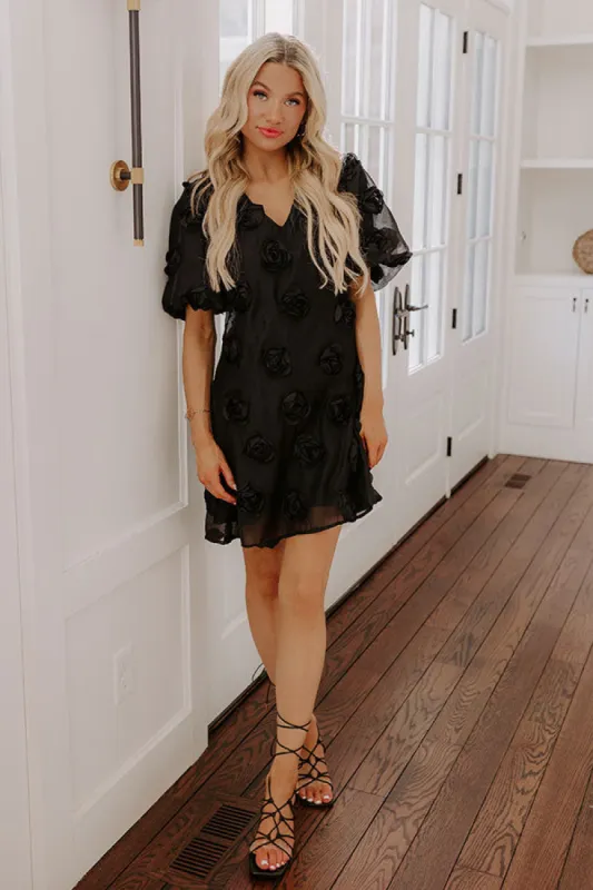 Dream Come True Applique Mini Dress in Black sold by Impressions