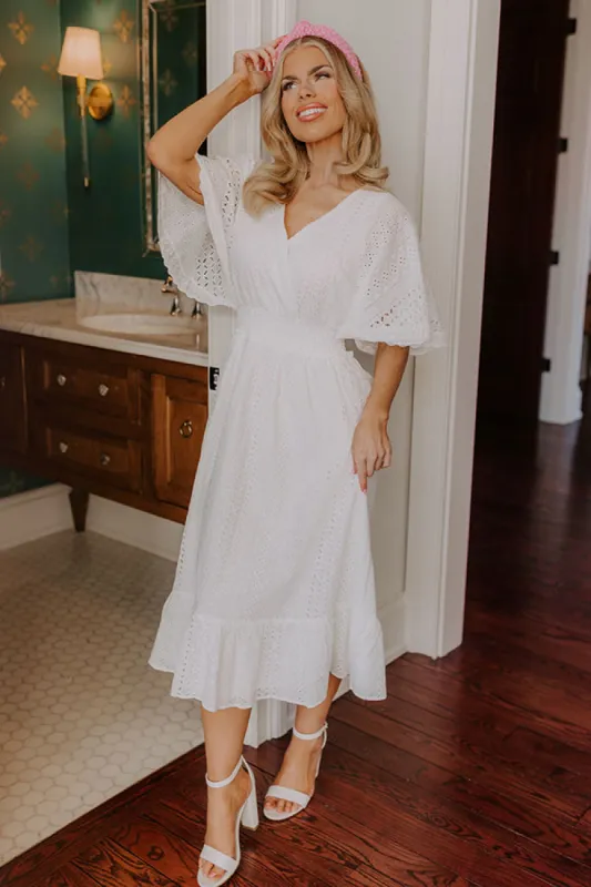 Romantic Bliss Eyelet Midi Dress sold by Impressions