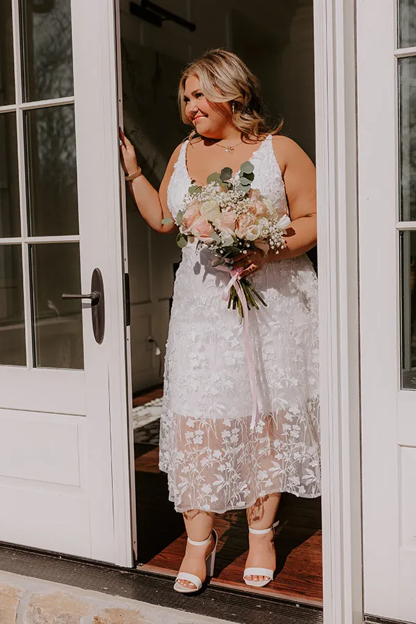 Romantic Moment Embroidered Midi Dress in White Curves sold by Impressions