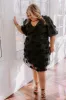 Dream Come True Applique Mini Dress in Black Curves sold by Impressions