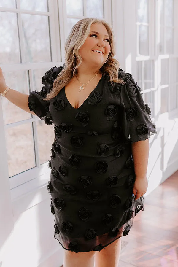 Dream Come True Applique Mini Dress in Black Curves sold by Impressions