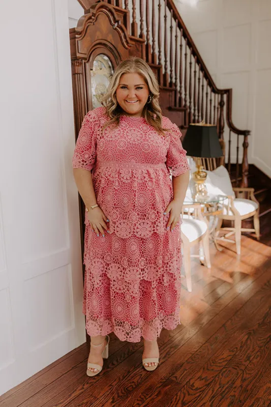 Budding Beauty Crochet Tiered Midi Dress Curves sold by Impressions