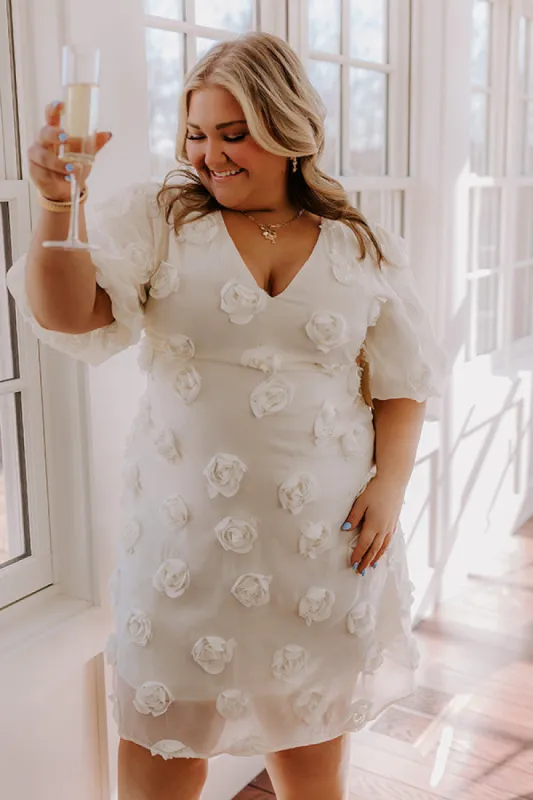 Dream Come True Applique Mini Dress in Cream Curves sold by Impressions