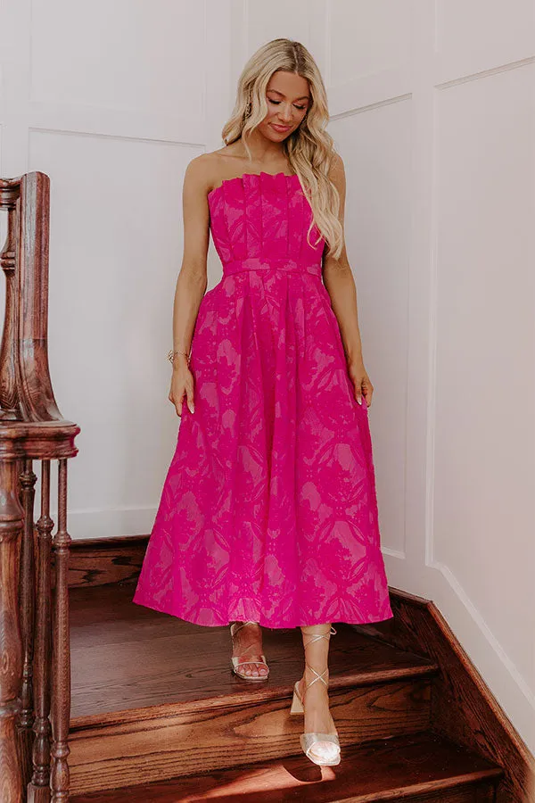 Night At The Gala Jacquard Midi in Hot Pink sold by Impressions