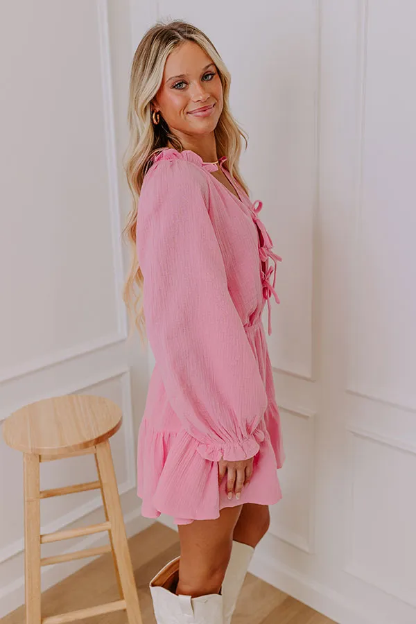 Spring Fling Front Tie Romper in Pink sold by Impressions product image thumbnail 4