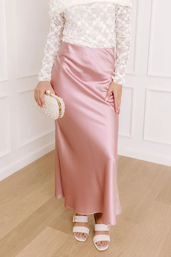The Tiffany High Waist Satin Midi Skirt in Pink sold by Impressions product image thumbnail 2