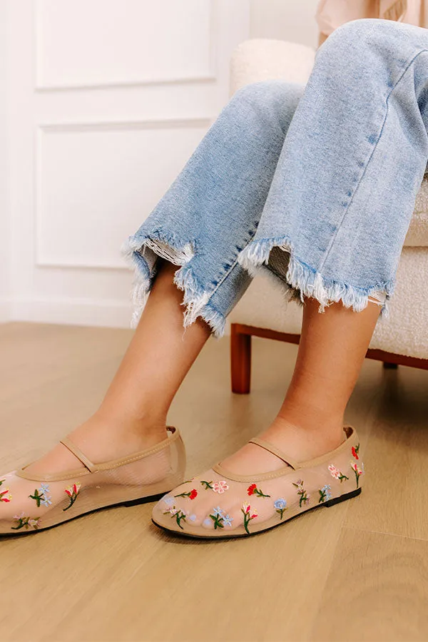 The Violet Mesh Embroidered Flats in Natural sold by Impressions product image thumbnail 3