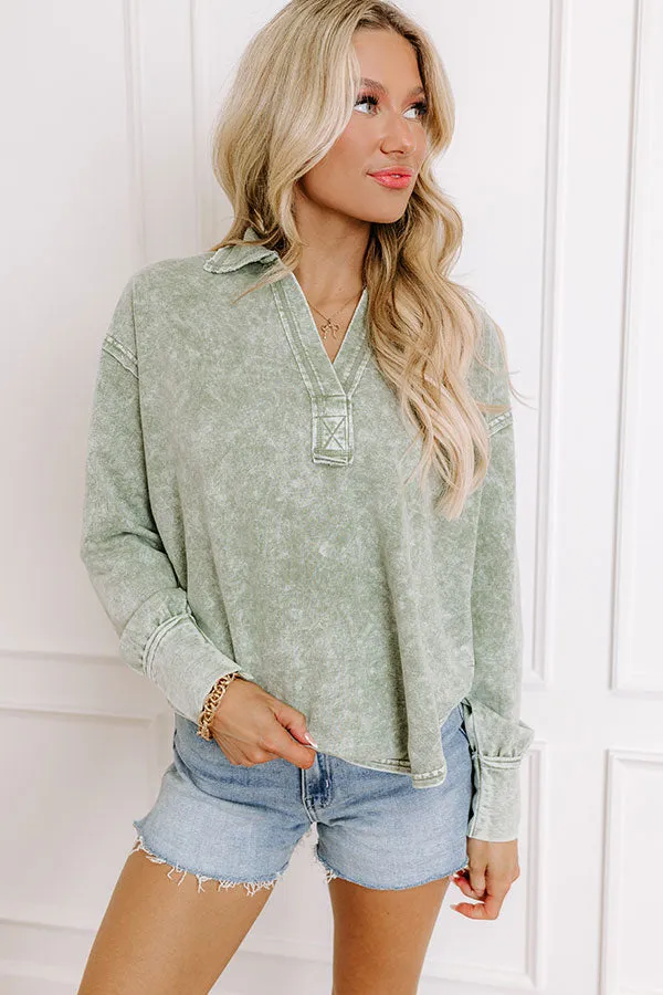 Timeless Classic Mineral Wash Tee in Sage sold by Impressions