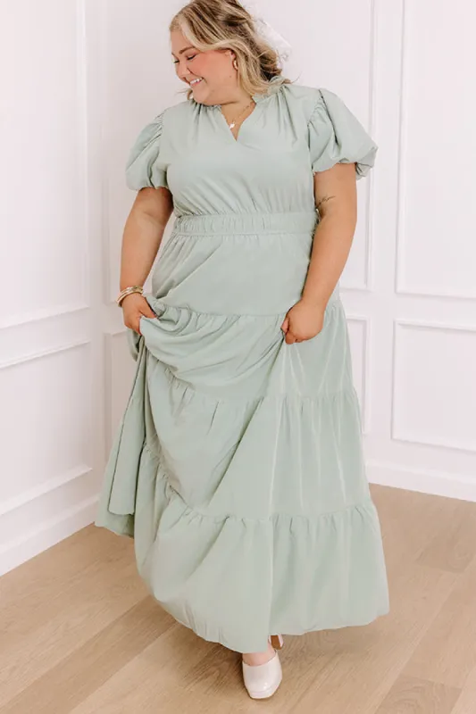 Simply Sweet Maxi Dress in Sage Curves sold by Impressions