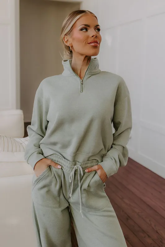 Cozy Lifestyle Vintage Wash Pullover in Sage sold by Impressions