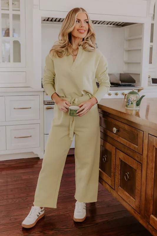 Cozy Cues High Waist Wide Leg Pants in Light Chartreuse sold by Impressions