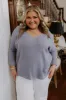 Morning Dew Knit Sweater Top in Periwinkle Curves sold by Impressions