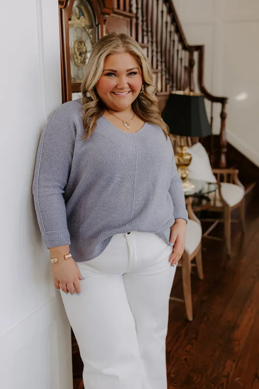 Morning Dew Knit Sweater Top in Periwinkle Curves sold by Impressions
