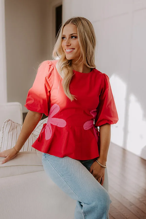 Make A Statement Floral Peplum Top In Red sold by Impressions product image thumbnail 5