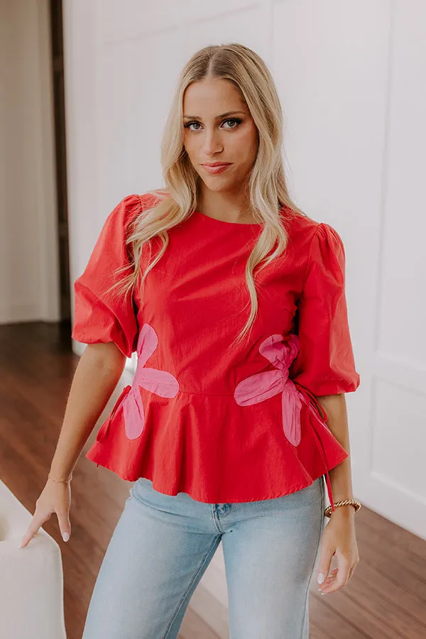 Make A Statement Floral Peplum Top In Red sold by Impressions product image thumbnail 3