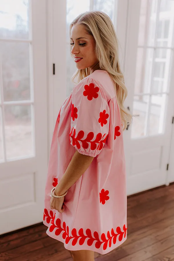 Brunch Babe Floral Embroidered Mini Dress in Pink sold by Impressions product image thumbnail 5