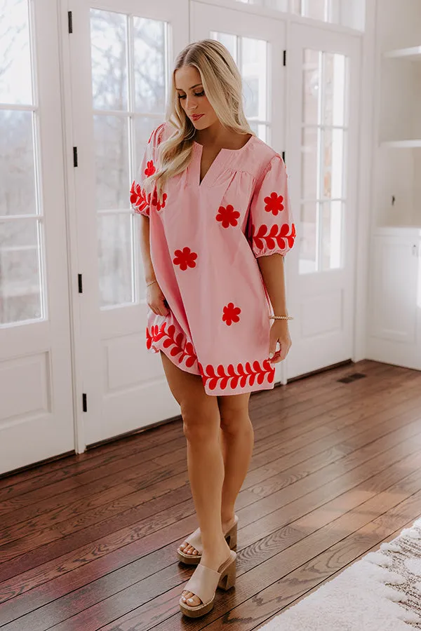 Brunch Babe Floral Embroidered Mini Dress in Pink sold by Impressions product image thumbnail 2